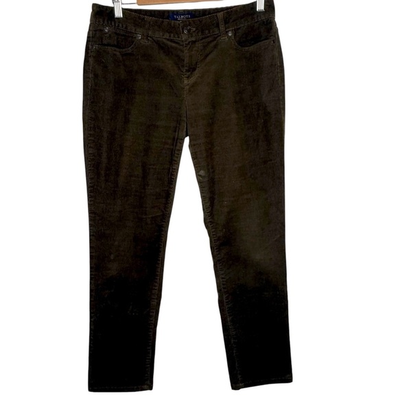 Talbots Signature Chocolate Brown Corduroy Mid Rise Straight Leg Pants Size 8P - Picture 14 of 14